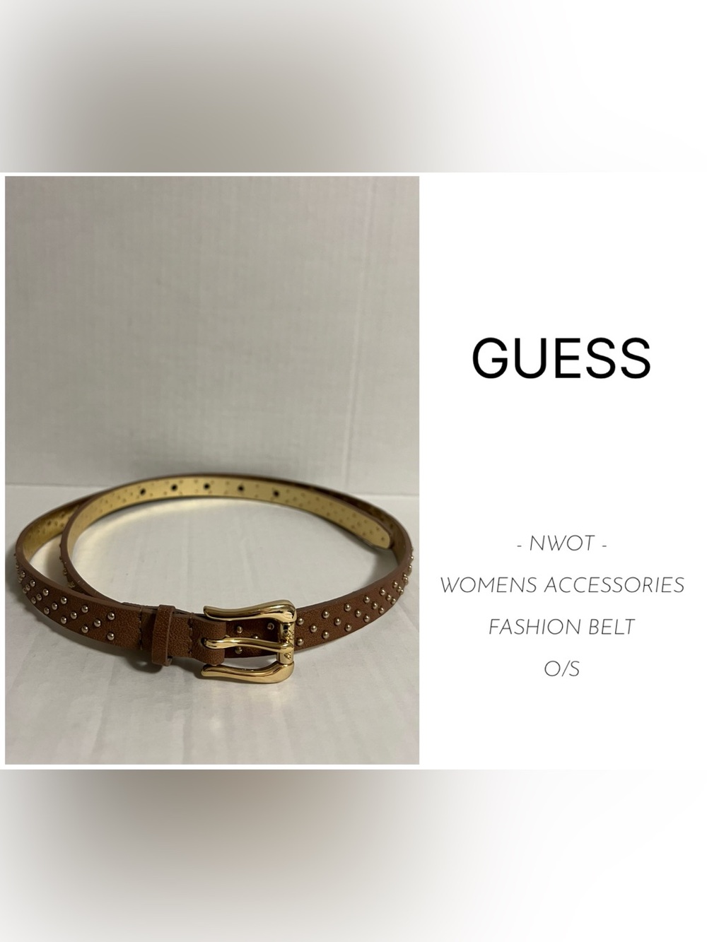 GUESS - O/S - NWOT - WOMENS COGNAC BROWN / GOLD ADJUSTABLE FASHION BELT